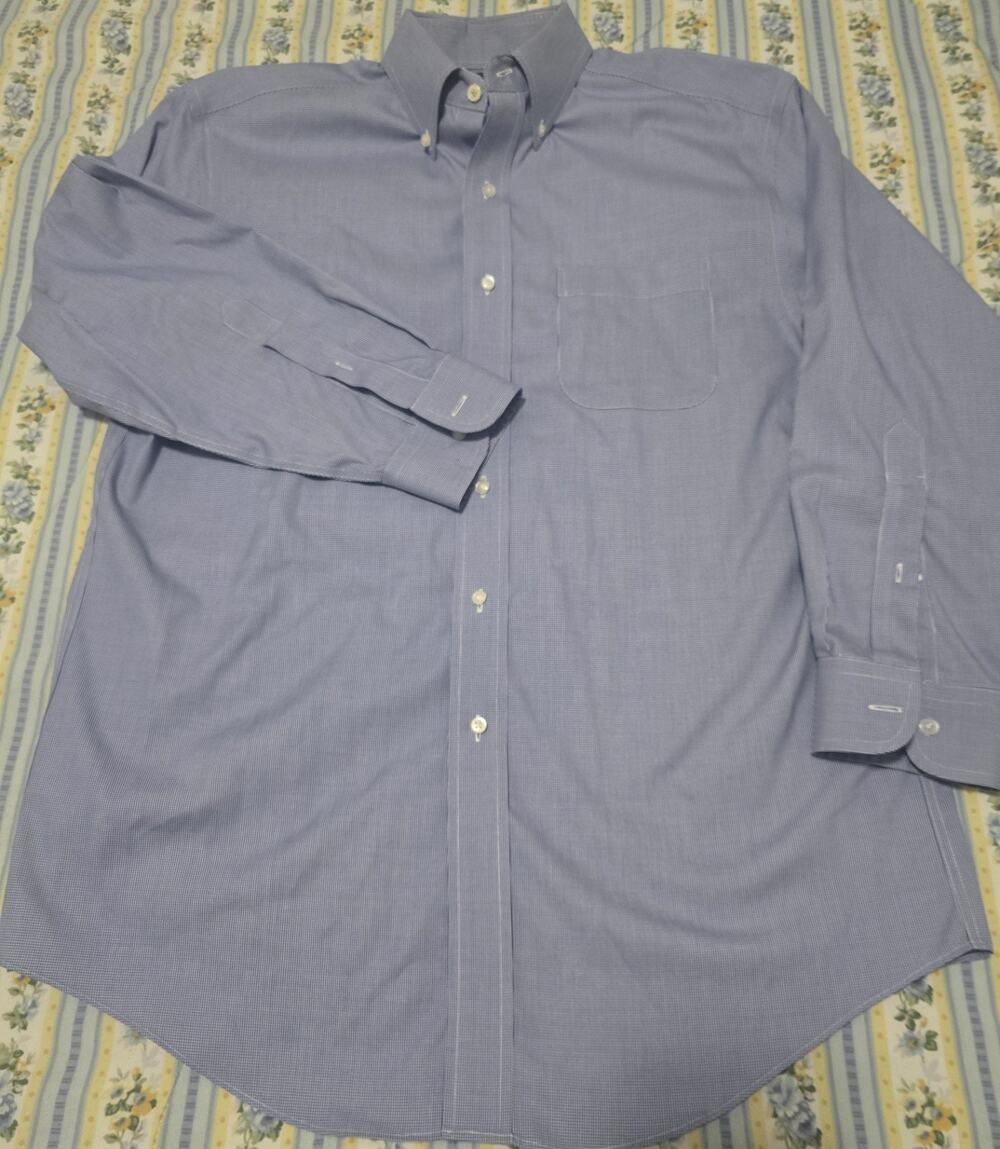Jos A Bank Traveler Shirt Mens 16-32 Blue Dress Button Up